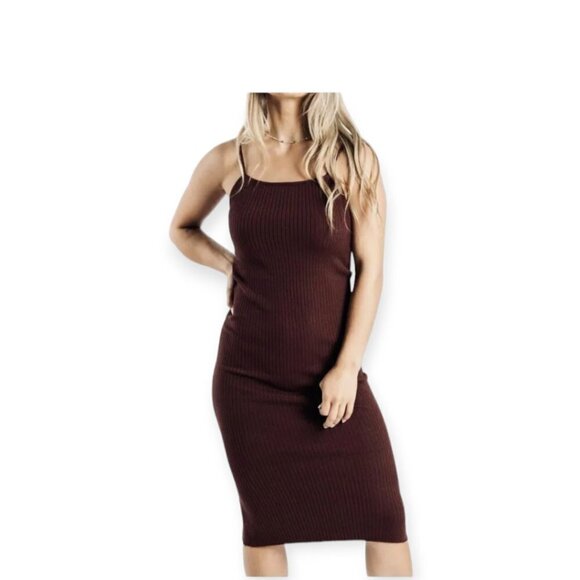 Brown Midi Ribbed Bodycon Dress by House of Harlow - Size M - Picture 10 of 10